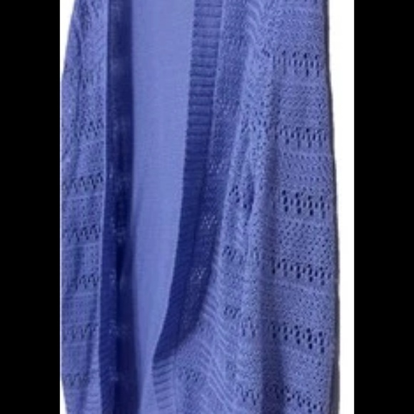 Sara Morgan Knit Cardigan Open Front Sweater L Blue No Buttons Long Sleeves - Picture 5 of 10
